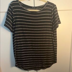 Pink Clover Dark Gray and Cream Striped Women's Top